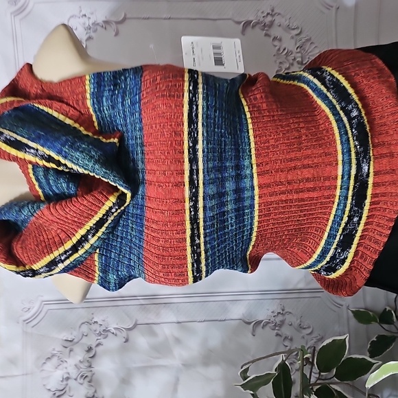 Free People NWT Carly Striped Multicolor Cowl Neck Sweater Large - Picture 4 of 10